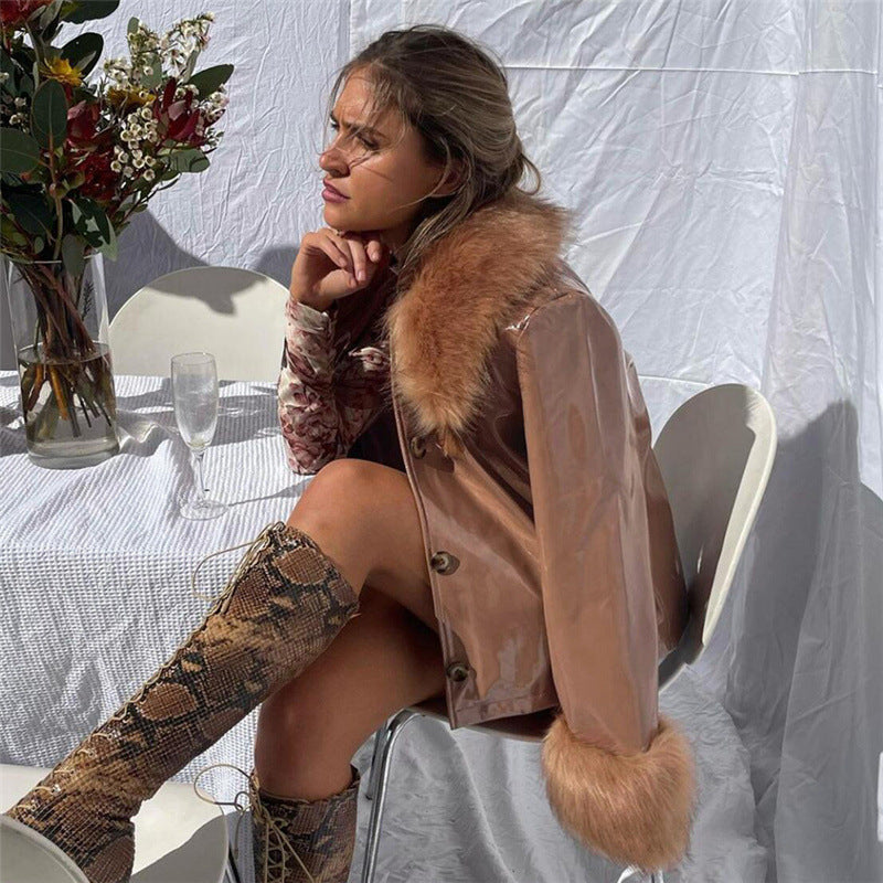 Veste Cuir Col Fourrure