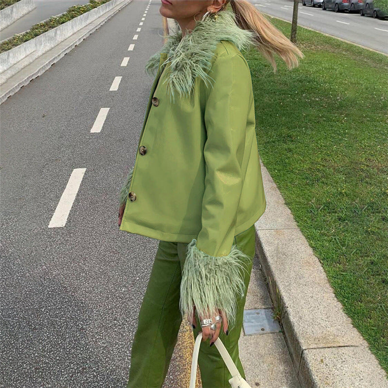 Veste Cuir Col Fourrure