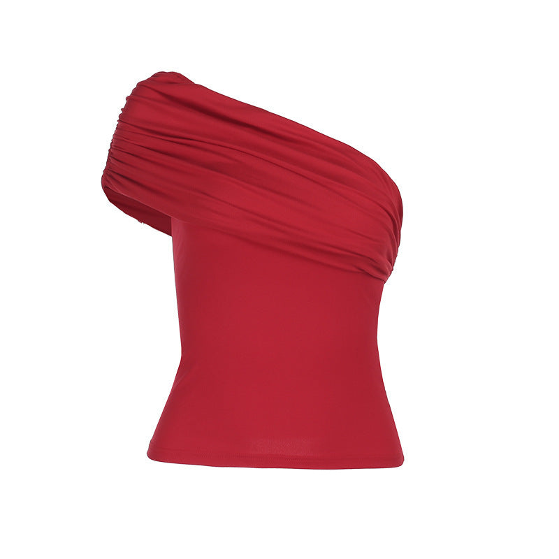 T-shirt asymétrique plissé