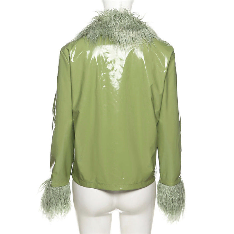 Veste Cuir Col Fourrure