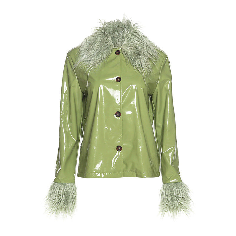 Veste Cuir Col Fourrure