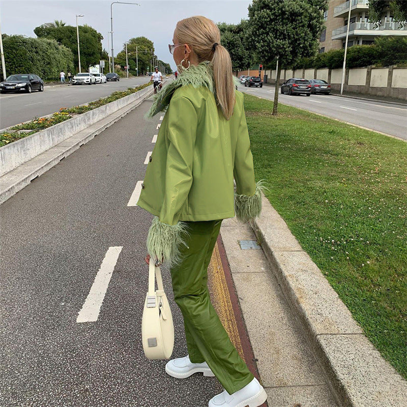 Veste Cuir Col Fourrure