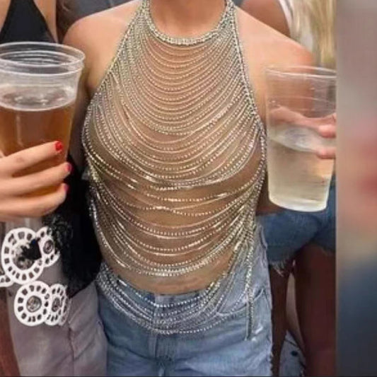 Top halter, strass