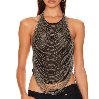 Top halter, strass