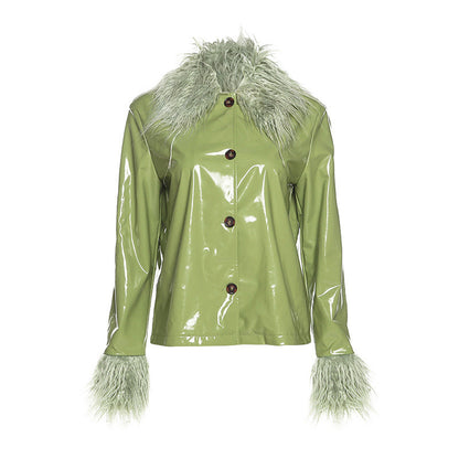 Veste Cuir Col Fourrure