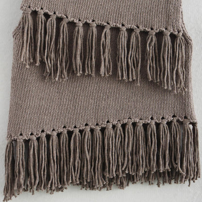 Top femme, col montant, franges