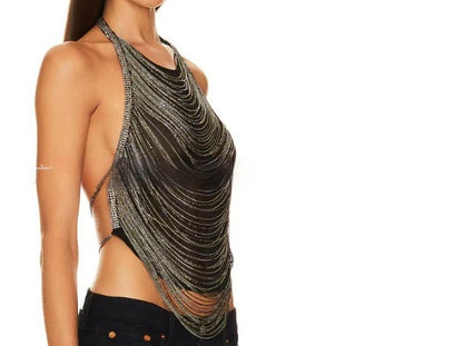 Top halter, strass